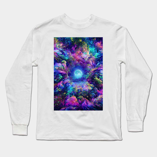 Jungle Moonrise Long Sleeve T-Shirt by wumples